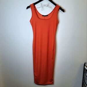 Boohoo Orange Midi Sleeveless Dress Size 2